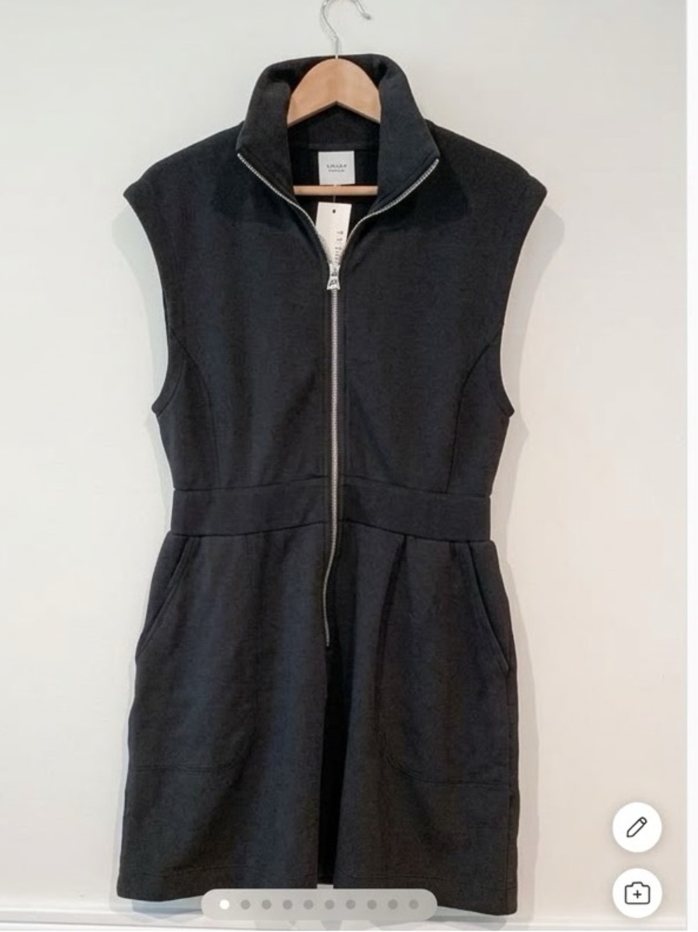 NWT Varley Rosannah Zip Dress in DoubleSoftβ’ β Black Small
